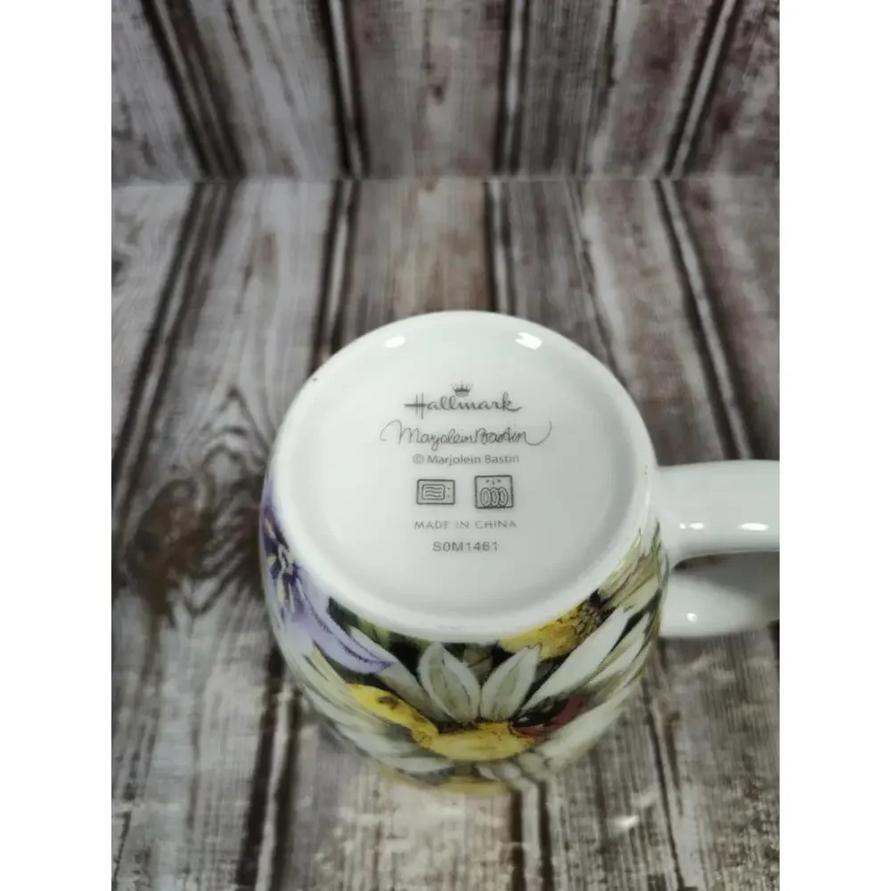 Hallmark Marjolein Bastin Coffee Tea Cup Mug Butterfly Ladybug Flowers Signed